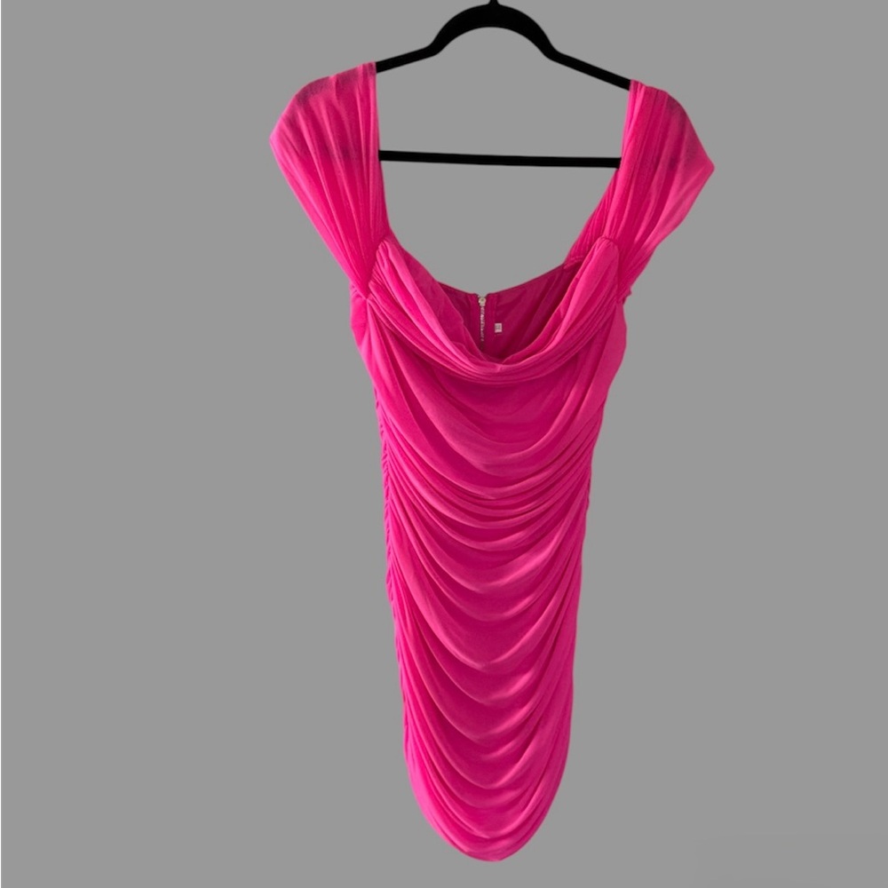 SHEIN Vibrant Pink Draped Mini Dress